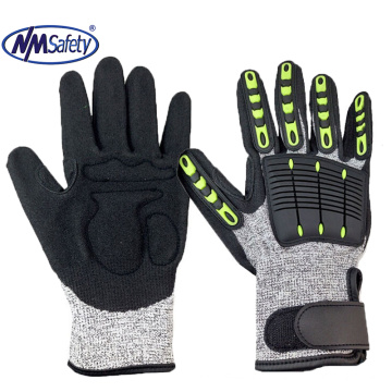 NMsafety  oil field black nitrile sandy cut resistant and impact work glove CE EN388 4544EP